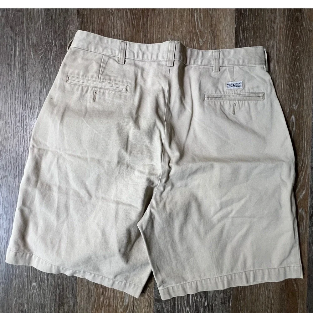 Polo Ralph Lauren Chino Shorts Mens 35 Tan Pleated Cotton Twill Casual Classic